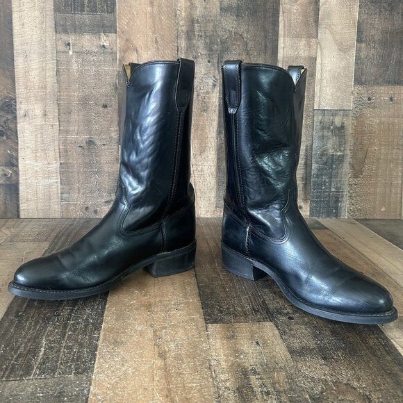 Acme Vintage Black Oil Resistant Western Cowboy Boots Mens 10.5 EW - Picture 5 of 12